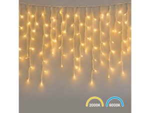 Miniaturka 1 - Kurtyna świąteczna 200 LED – światło 2000 K z białymi błyskami 6000 K
