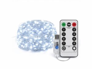 Miniaturka 1 - Kurtyna świetlna LED USB 300 diod, barwa zimna 9000 K, z pilotem – na białym tle