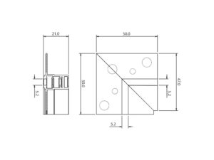 Miniaturka 2 - Rysunek wymiarowy narożnika bocznego L w systemie magnetycznym 48 V