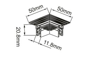 Miniaturka 1 - Detal aluminiowego łącznika T do podtynkowego systemu szynowego 48 V