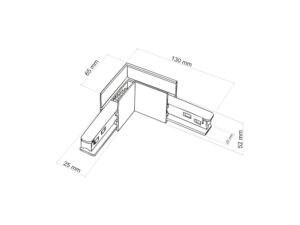 Miniaturka 1 - Magnetic Easy łącznik narożny L Flex czarny – rysunek wymiarowy