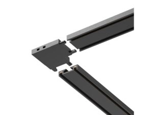 Miniaturka 2 - Czarny łącznik L między prostopadłymi odcinkami szyny magnetycznej