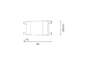 Miniaturka 2 - Rysunek wymiarowy łącznika prostego szyny magnetycznej długość 46 mm