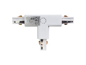Miniaturka 1 - Biały łącznik T do szyn 3-fazowych 230 V na białym tle