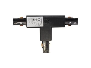 Miniaturka 4 - Czarny łącznik T do szyn 3-fazowych 230 V na białym tle
