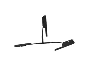 Miniaturka 4 - Czarny łącznik rozgałęźny T z przewodami do magnetycznej szyny 5 mm na białym tle