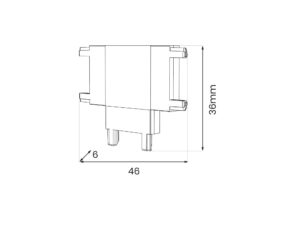 Miniaturka 4 - Rysunek wymiarowy łącznika T magnetycznego 46 na 36 na 6 mm