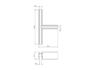 Miniaturka 2 - Rysunek wymiarowy łącznika T do szyny magnetycznej 5 mm, odcinki 100 i 55,5 mm