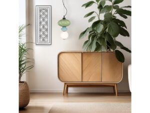 Miniaturka 3 - Pojedyncza lampa Aledela 8 W nad drewnianą komodą we wnętrzu