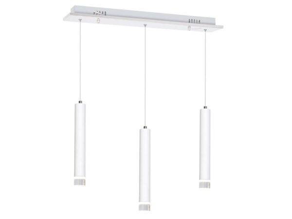 Lampa wisząca Arevona LED 15 W – trzy białe cylindry na listwie