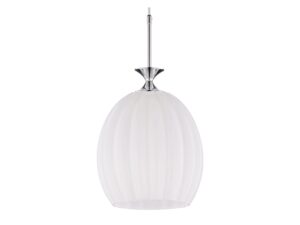 Miniaturka 3 - Lampa Aria chrom, zbliżenie pionowych żłobień szklanego klosza