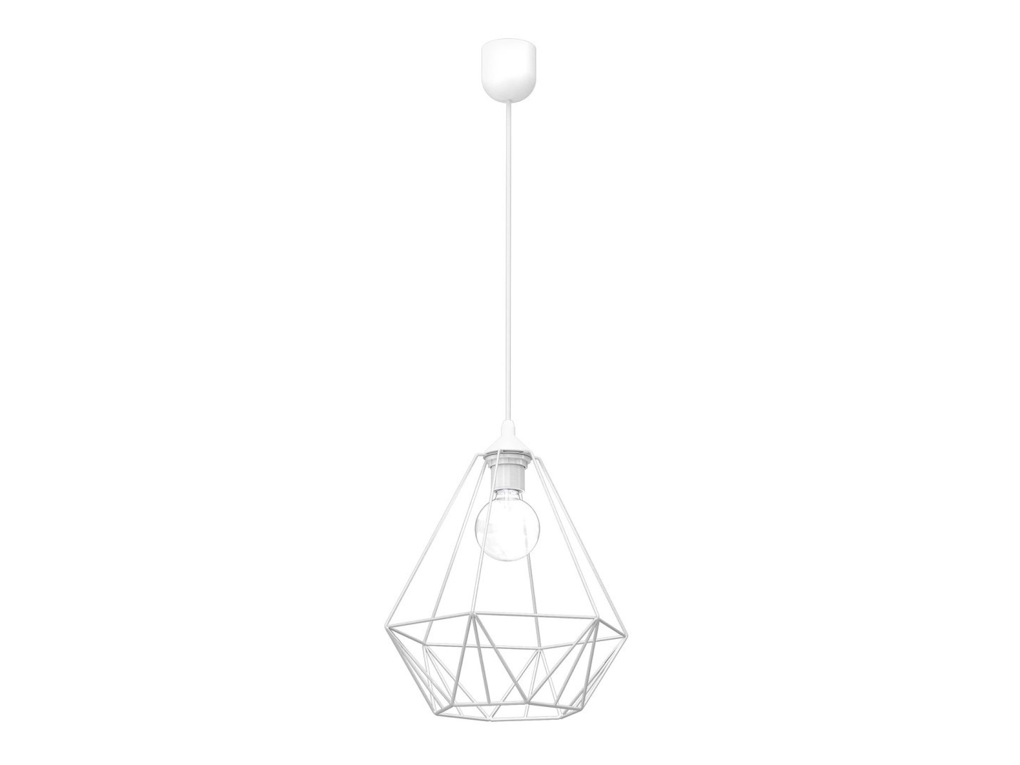 Lampa wisząca Avisona biała – cały metalowy klosz na białym tle