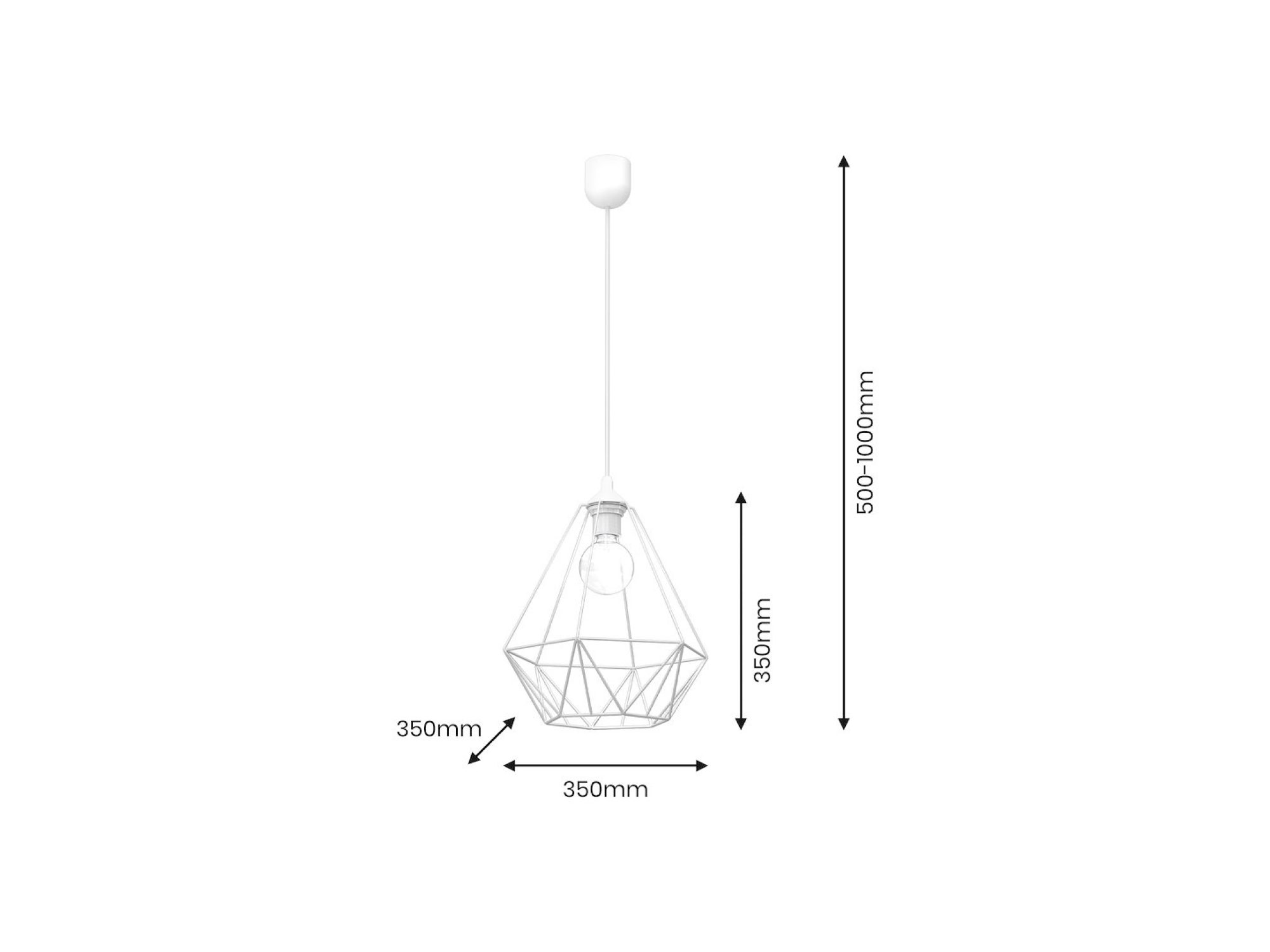 Lampa Avisona biała – schemat szerokości 35 cm i wysokości zawieszenia