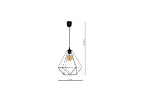 Miniaturka 4 - Lampa Avisona czarna – rysunek, szerokość 33 cm i regulacja zawieszenia 50–100 cm
