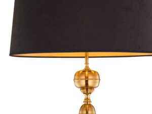 Miniaturka 1 - Lampa Batumi zbliżenie czarnego abażuru i złotych ozdób trzonu