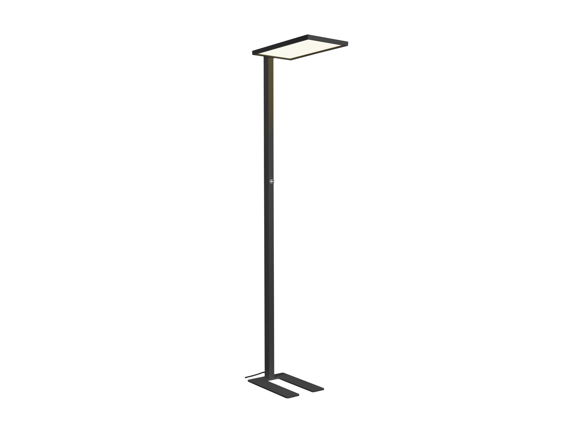 Czarna lampa podłogowa LED do biura widok z boku