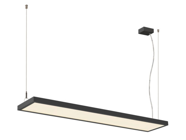 Czarna lampa wisząca Worklight Pro 120 LED z pełnym zawieszeniem na białym tle