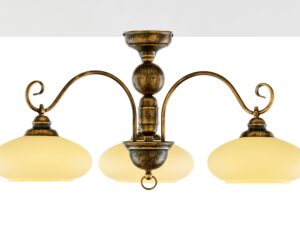 Miniaturka 3 - Lampa Bolero z trzema podświetlonymi szklanymi kloszami, zbliżenie centralnej oprawy