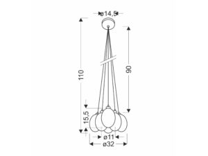 Miniaturka 1 - Rysunek wymiarowy lampy Camatena 110 cm wysokości i 32 cm średnicy