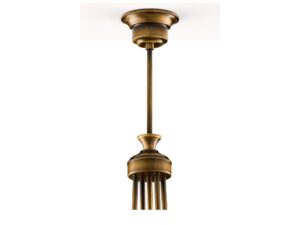 Miniaturka 5 - Lampa wisząca Carmen – detal rozety sufitowej i metalowego trzonu w antycznym mosiądzu