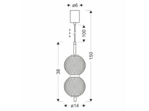 Miniaturka 4 - Lampa wisząca Celenia LED – rysunek wymiarów 150 cm i średnica 14 cm