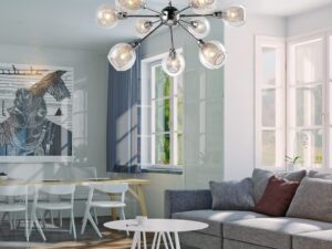 Miniaturka 2 - Lampa wisząca Davorona 9-punktowa 68 cm chrom – zdjęcie 3