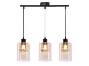 Miniaturka 2 - Lampa wisząca Delemeta czarna złota trzy klosze bursztynowe
