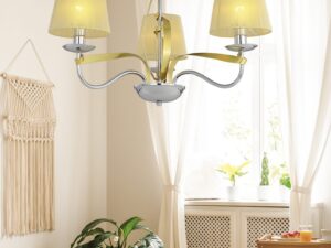 Miniaturka 1 - Lampa wisząca Delesora 3-punktowa 60 cm chrom i złoto – zdjęcie 2