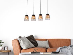 Miniaturka 2 - Lampa Dorolia z czterema kloszami nad sofą w salonie