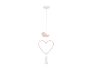 Miniaturka 2 - Lampa wisząca dziecięca z różowym sercem i ptaszkiem na białym zawieszeniu