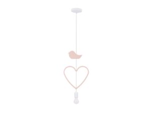 Miniaturka 1 - Lampa wisząca różowe serce z ptaszkiem drugi widok