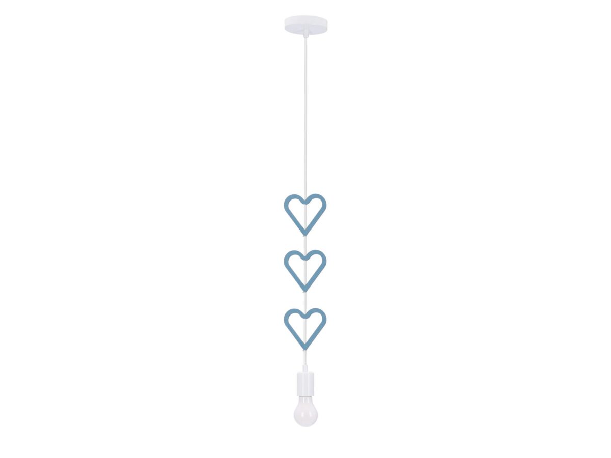 Lampa wisząca dziecięca z trzema niebieskimi sercami 90 cm