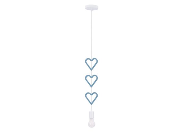 Lampa wisząca dziecięca trzy niebieskie serca konturowe