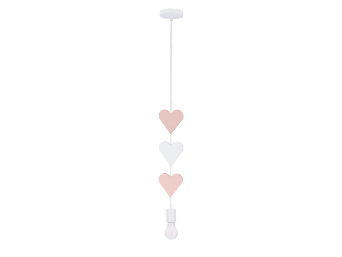 Lampa wisząca dziecięca z trzema sercami różowo-biała 90 cm