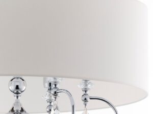 Miniaturka 2 - Lampa Elba detal chromowanych ramion i kryształowych zawieszek pod abażurem