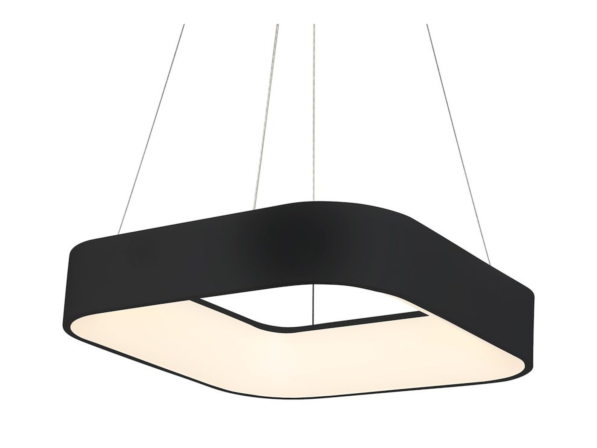 Lampa Elemina czarna – zbliżenie obręczy i dyfuzora LED