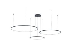 Miniaturka 5 - Czarna lampa Emadena LED 100 W z trzema poziomymi pierścieniami na białym tle