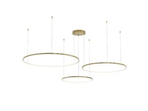 Miniaturka 1 - Złota lampa Emadena LED 100 W z trzema poziomymi pierścieniami na białym tle