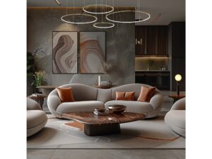 Miniaturka 3 - Złota lampa Emadena LED 120 W z czterema pierścieniami w aranżacji