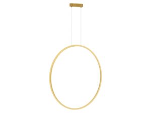 Miniaturka 1 - Złota lampa wisząca Emadena LED 46 W z pionowym pierścieniem 80 cm na białym tle