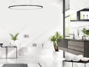Miniaturka 2 - Czarna lampa wisząca Emadena LED 65 W w aranżacji salonu