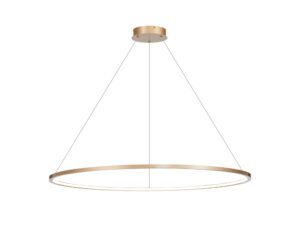 Miniaturka 1 - Złota lampa wisząca Emadena LED 65 W poziomy pierścień 120 cm na białym tle