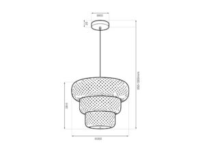 Miniaturka 7 - Schemat wymiarów lampy Emasira szerokość 35 cm i regulowany zwis 35 do 120 cm