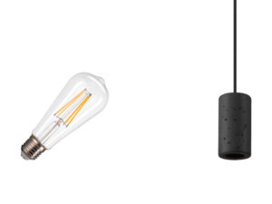 Miniaturka 3 - Fitu Lamp Set Stone 2700 K lampa wisząca czarna z dołączonym źródłem E27