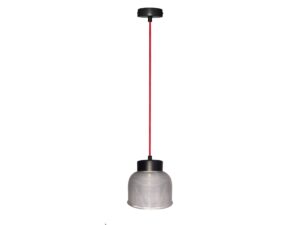 Miniaturka 2 - Lampa wisząca Galirela z czerwonym przewodem i ryflowanym szkłem