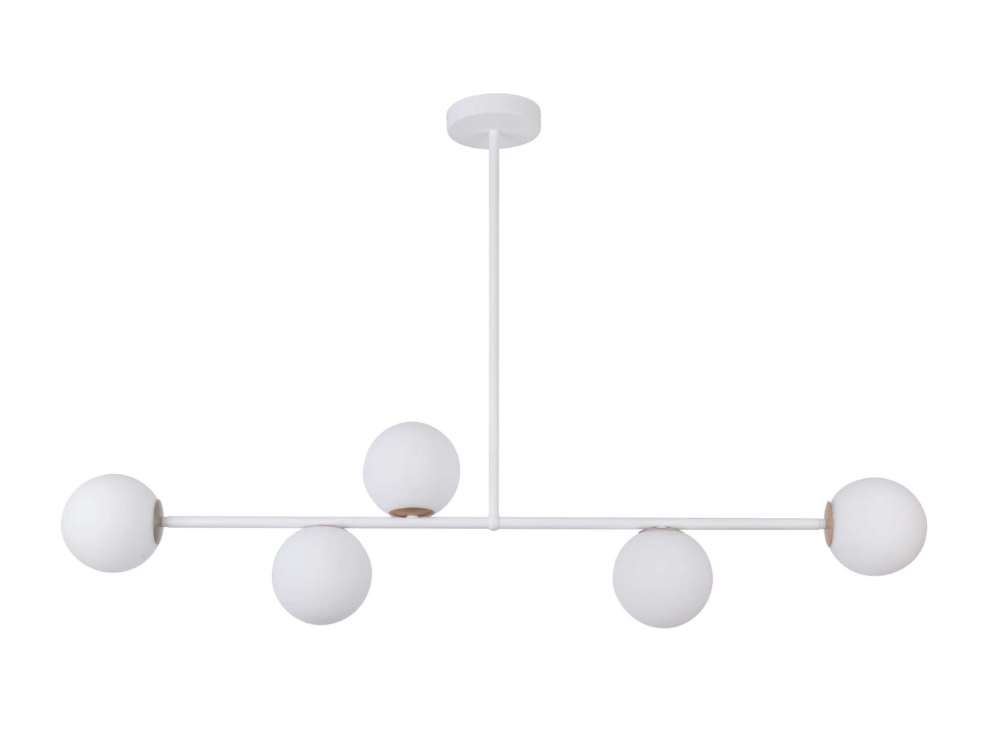 Lampa wisząca Gama 5 biała z pięcioma kulami na białym tle