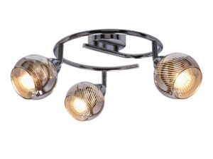 Miniaturka 3 - Plafon Ilirona chrom – trzy rozświetlone szklane klosze