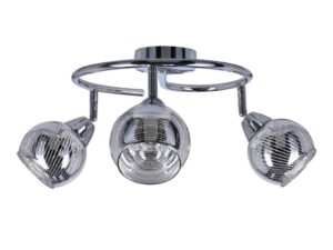 Miniaturka 7 - Lampa sufitowa Ilirona – trzy szklane klosze i chromowany stelaż z przodu