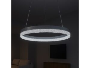 Miniaturka 6 - Srebrna lampa Isedia LED z jednym pierścieniem w salonie