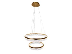 Miniaturka 1 - Zbliżenie dwóch złotych świetlnych pierścieni lampy Isedia 54 W